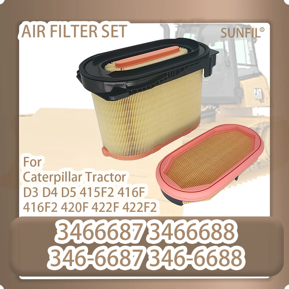 3466687 3466688 346-6687 346-6688 AIR FILTER SET FOR  Caterpillar Tractor D3 D4 D5 415F2 416F 416F2 420F 422F 422F2