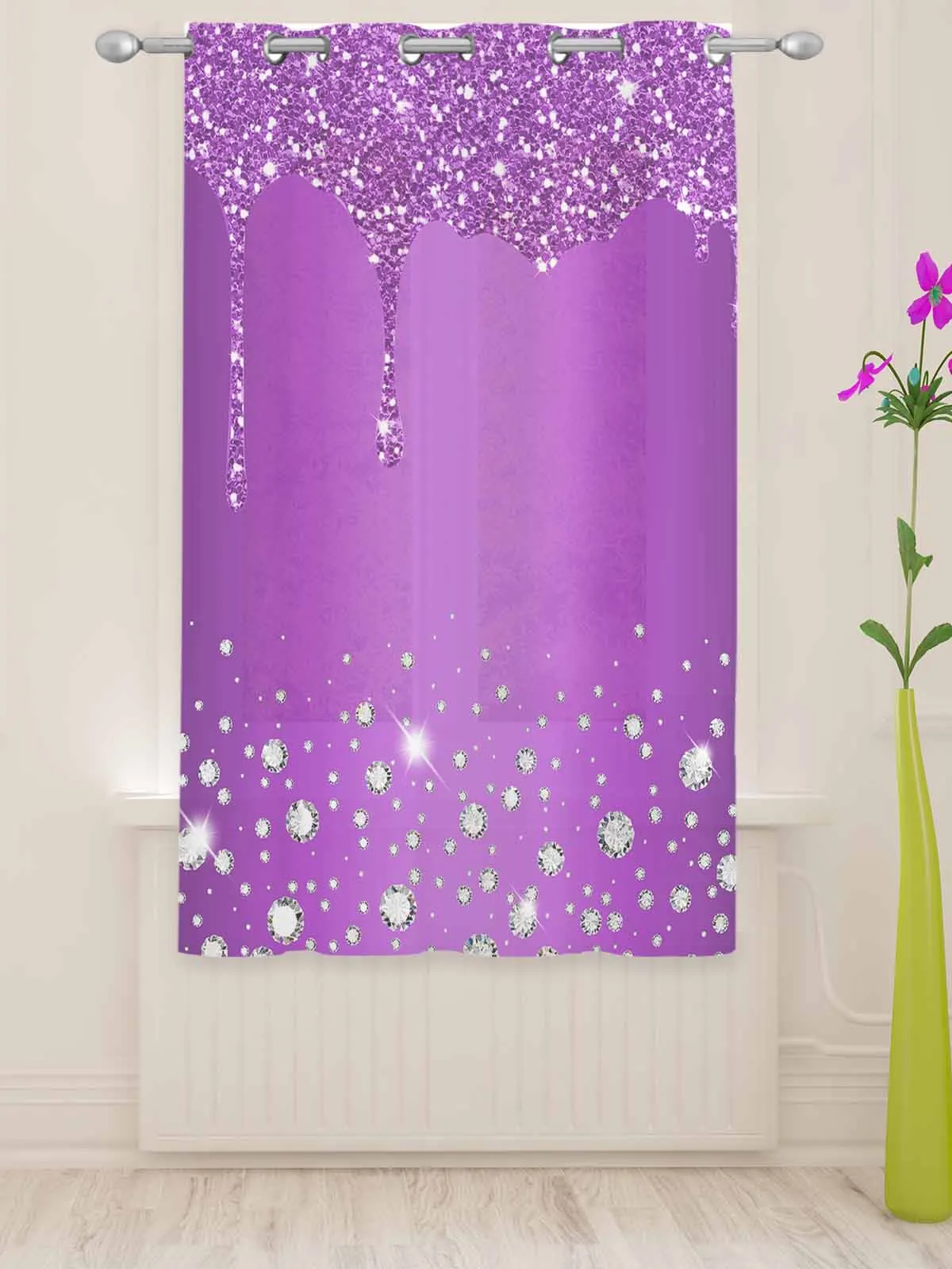 Purple Sparkling Diamond Droplet Texture Sheer Curtains For Living Room Window Voile Tulle Curtain Cortinas Drapes Home Decor