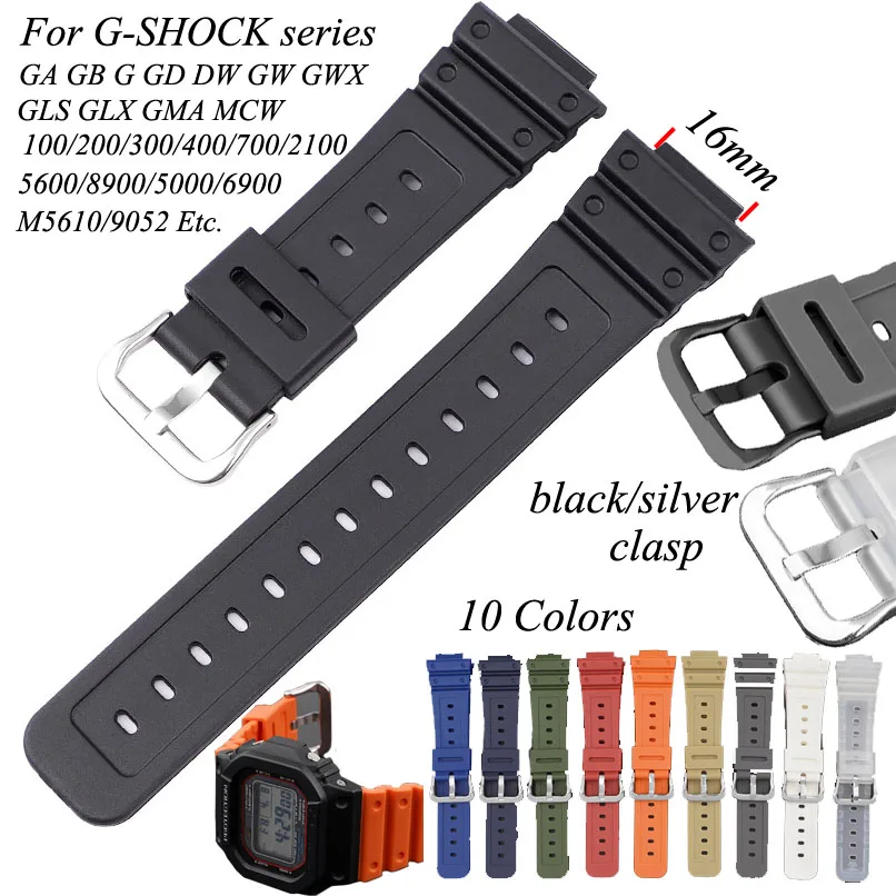 Watch Band For Casio G-Shock DW-6900 5600E GW-M5610 GA-2100 GD110 GLS8900 Watch Strap Replacement Silicone Resin Wrist Bracelet