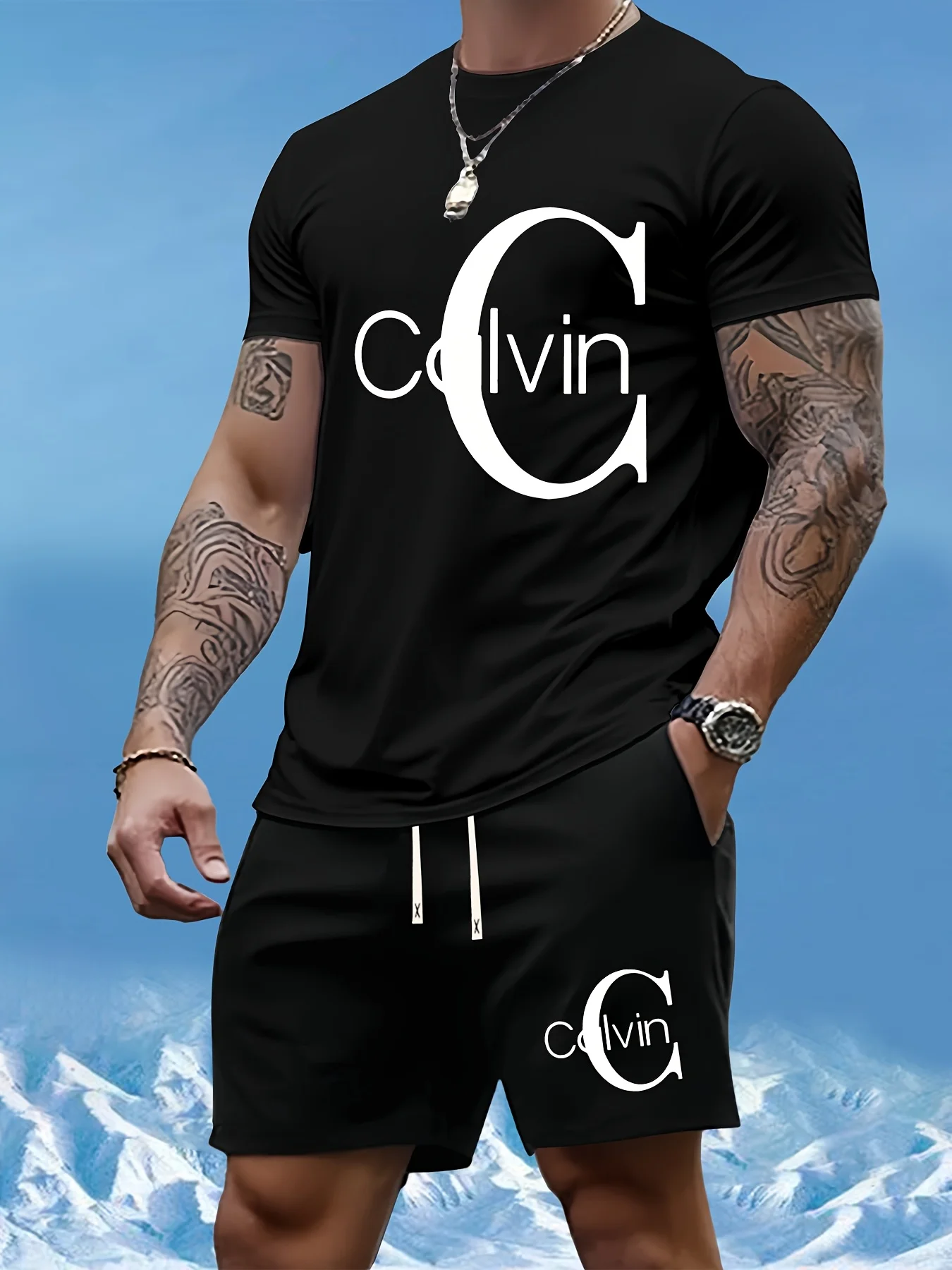 

Best-selling men's sports set T-shirt and shorts, suitable for sports, fitness, training, running, quick-drying and breathable