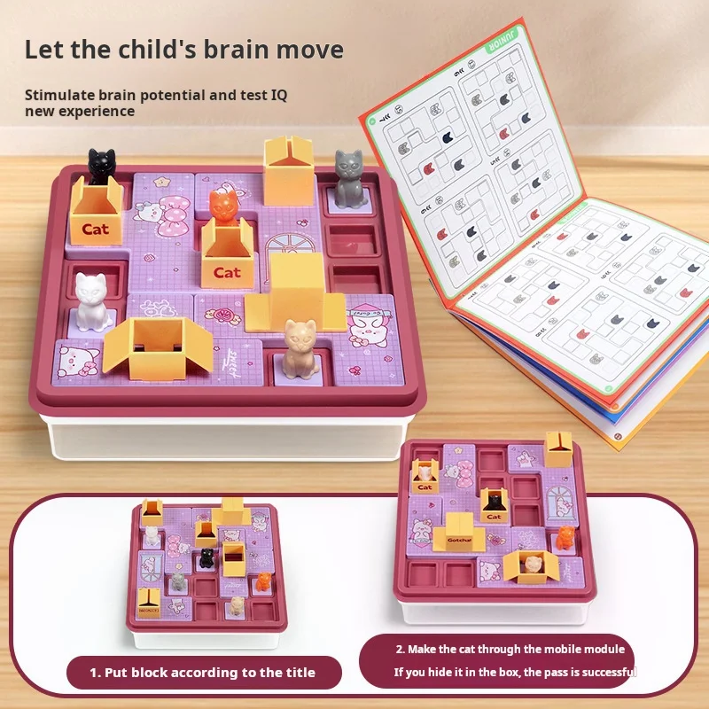 Diy Hide And Seek Cat Puzzle Clearance Clearance Board Game Cat Children Space Planning Logical Thinking Training Puzzle Toy