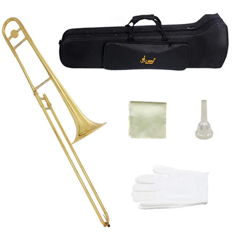 SLADE Gold Lacquer Profesional Musical Instrument Bb Alto Brass Trombone With Accessories Bag Case Bocal