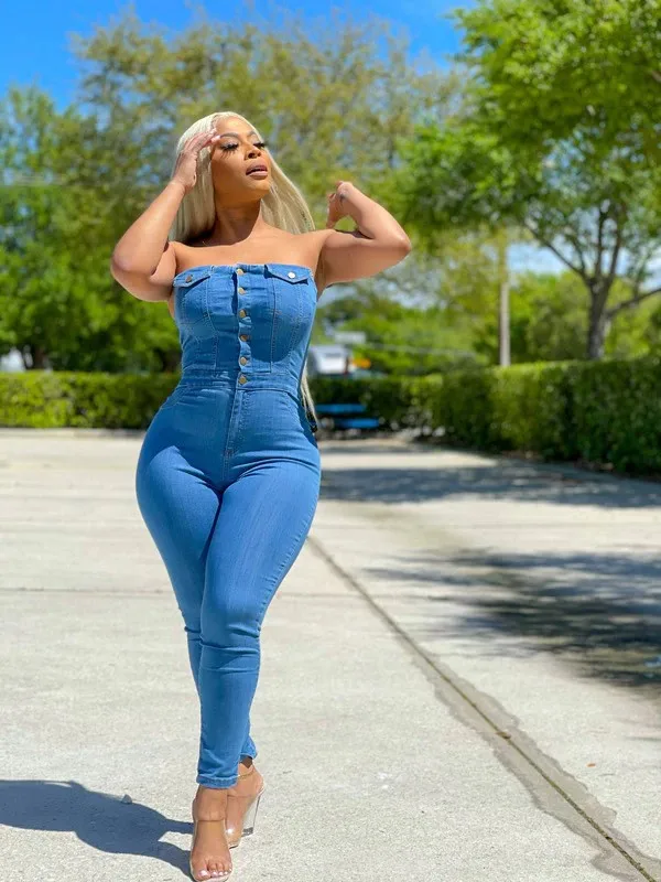 

Jumpsuits Women Bodycon One Piece Long Pants Strapless Sleeveless Overalls Sexy Streetwear Y2k Party Club Slim Rompers Mom Jeans