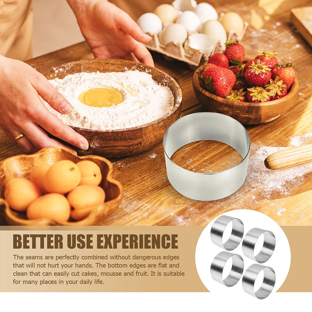 

4pcs Mold Round Stainless Frost Form For Cakes Steel Cake Cookie Molds 10x10x2 5cm Easy Clean DIY Frost Form Cake Rings