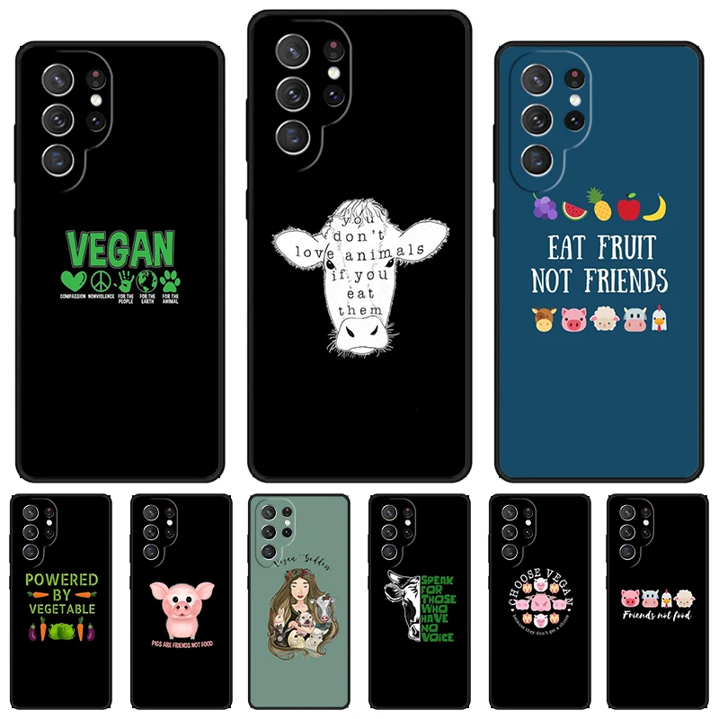 Vegetarian Quotes VEGAN LOVE VEGGIE phone case For Samsung Galaxy S24 S23 S22 Ultra Note 10 20 Plus S8 S9 S10 S20 S21 FE Cover