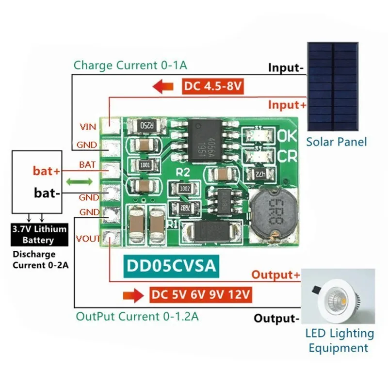 DD05CVSA DC 5V-8V auf 5V 6V 9V 12V Step-Up-Boost-Wandler 3,7V Lithium-Batterie Lade- und Entladeplatine Modul – Detail 1