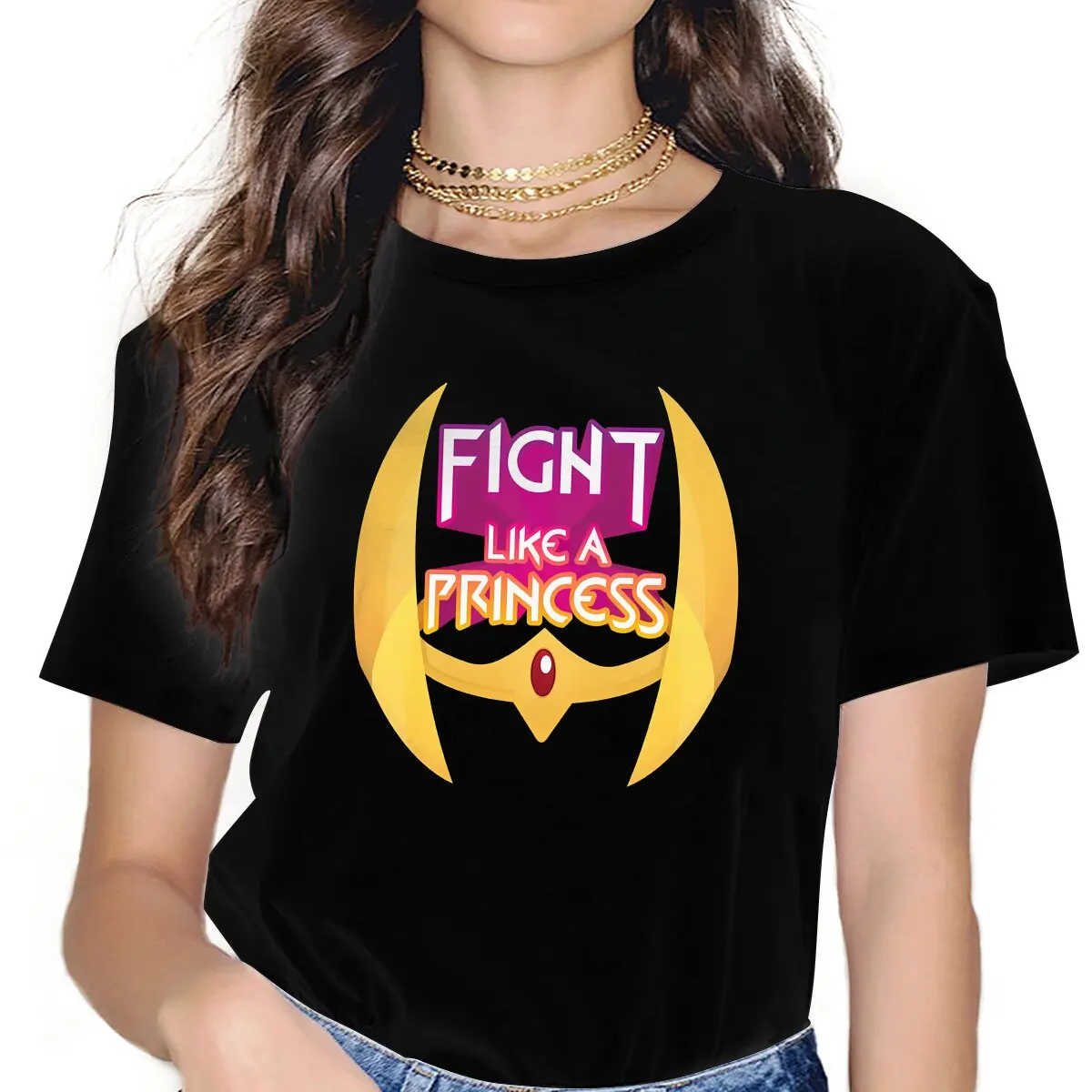 Fight Like a Princess Women's T Shirt She-Ra Princess of Power Girls Tees Harajuku Polyester Tops Basic Tshirt y2k Hipster