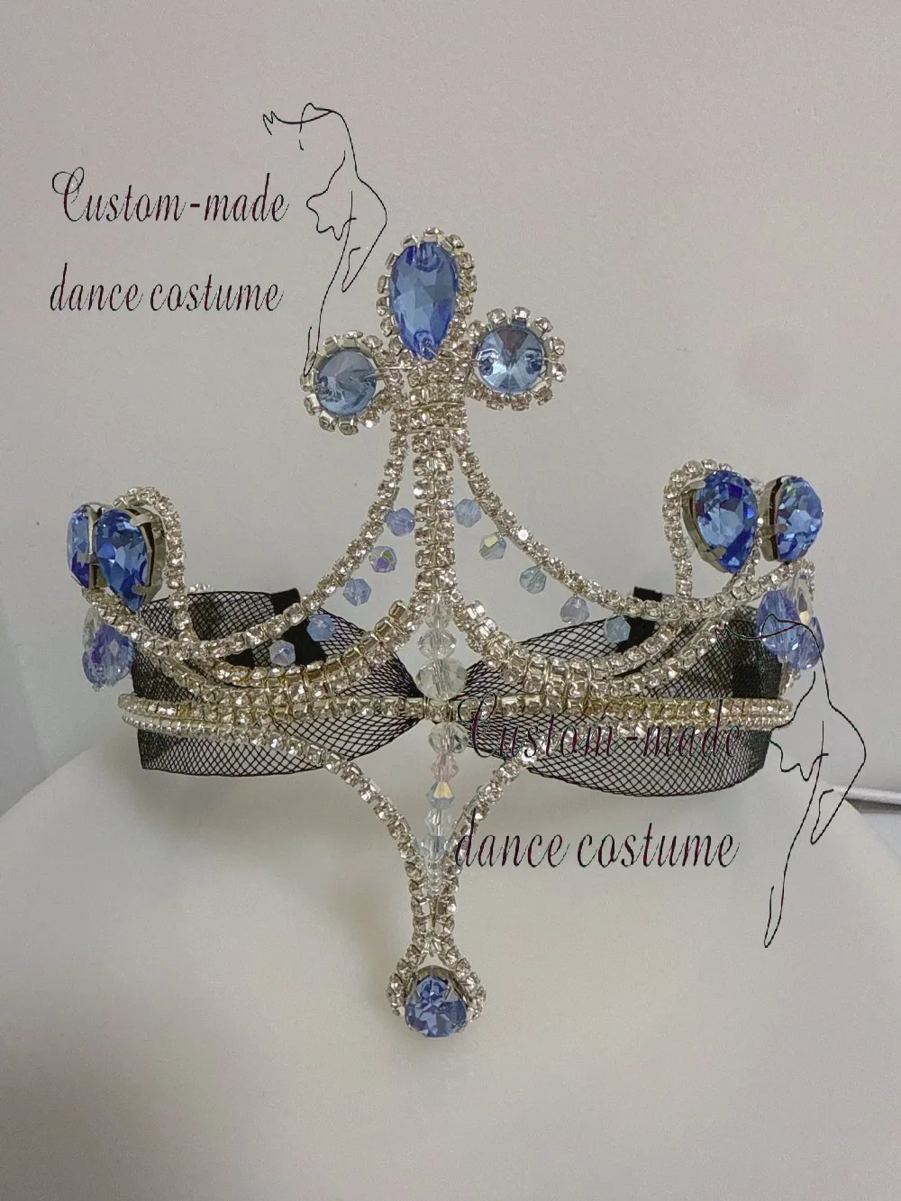 Balletvoorstelling hoofddeksel, Bluebird blauwe kroon, kan worden versierd met veren, professioneel handgemaakt voor ballet.