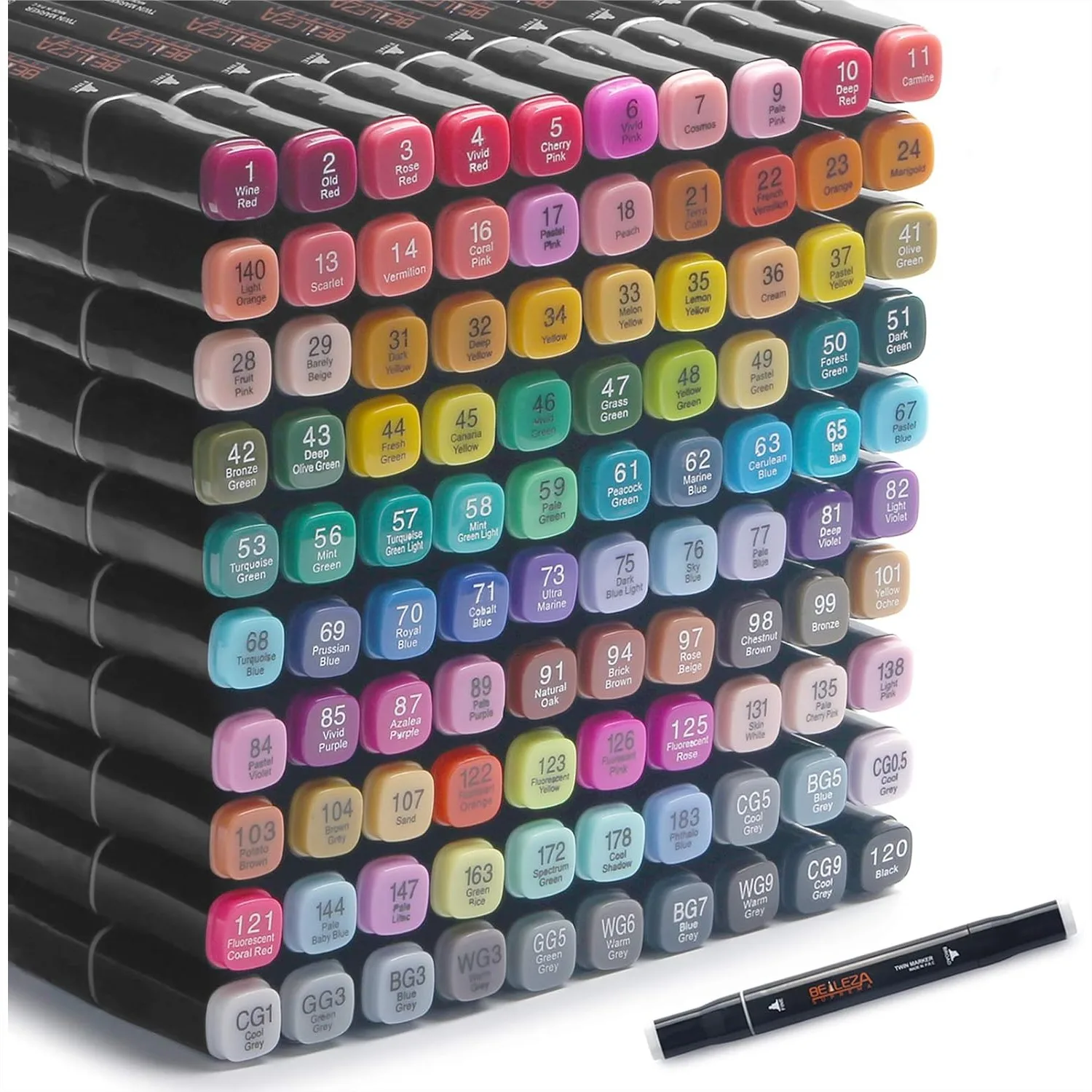 

101 Colors Alcohol Markers Set with Carrying Case, Dual Tip Permanent Art Markers for Adult Coloring, Sketching and Drawing