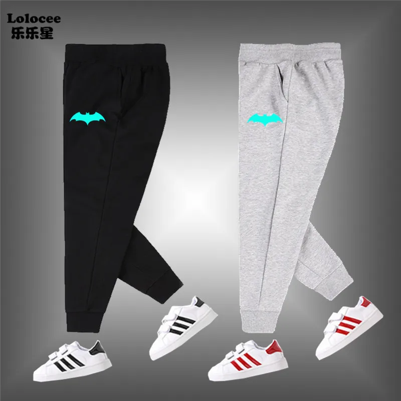 Boys Cartoon Luminous Sweatpants Students Sports Loose Pants Cotton Elastic Waist Pants With Pocket Jogging Long Trousers