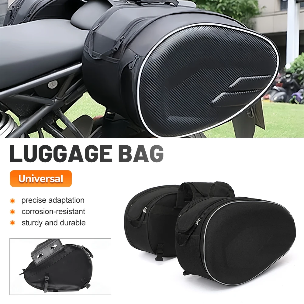 Multifunctional Waterproof Reflective Motorcycle Side Saddle Bag Oxford Fabric Large Capacity Helmet Storage Riding Luggage Bag