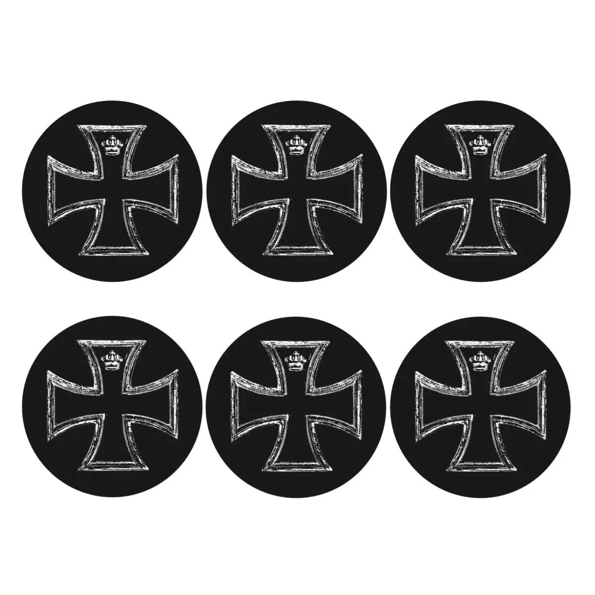 West Coast Iron Cross Choppers Coasters PVC Leather Placemats Non-slip Coffee Mats for Decor Kitchen Dining Pads Set of 6
