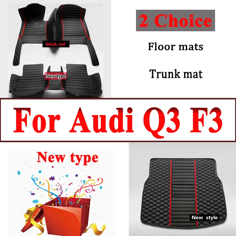 Car Mats For Audi Q3 F3 MK2 2019~2022 Durable Anti Dirt Rug Auto Floor Mat Luxury Leather Carpet Set Car Interior Accessories