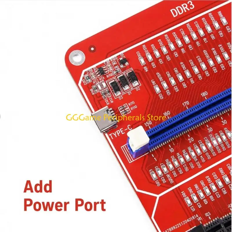 U55B USB Desktop DIMM Tester for DDR3 and DDR4 Modules, Featuring Dedicated Slots and Visible Indicators Positioned Near Each