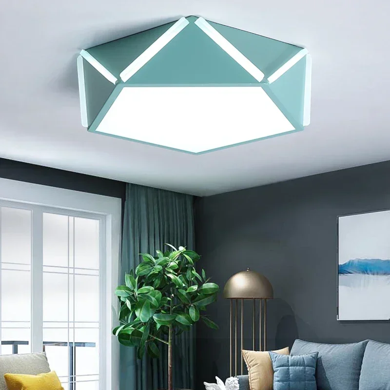 Nordic ceiling lamp master bedroom lamp geometry study wedding room lighting diamond modern simple creative LED lights