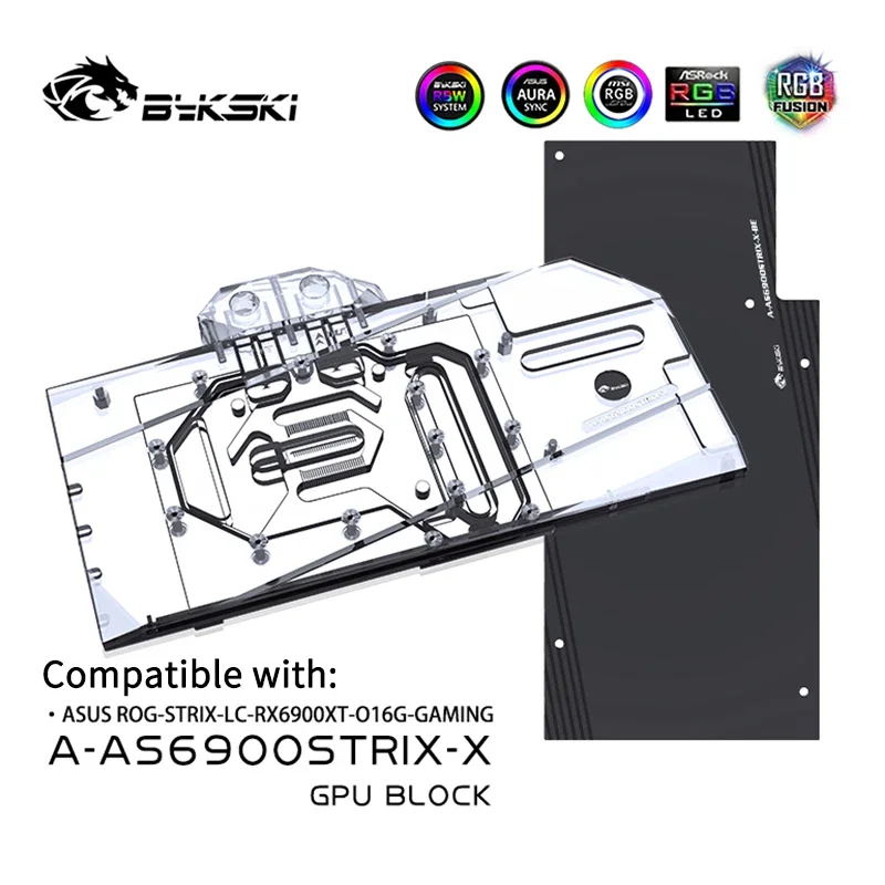 Bykski Graphics Card Water Cooling Block For ASUS ROG-STRIX-LC-RX6900XT-O16G-GAMING Heat Sink,GPU Watercooler A-AS6900STRIX-X