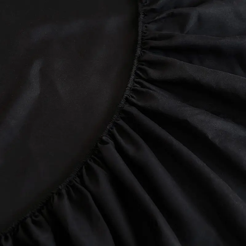 Black Fitted Sheet Home Bed Linen 90x200 Bed Cover with Elastic Band Tampa De Colchão Double Bedsheet (Pillowcase Need Order)