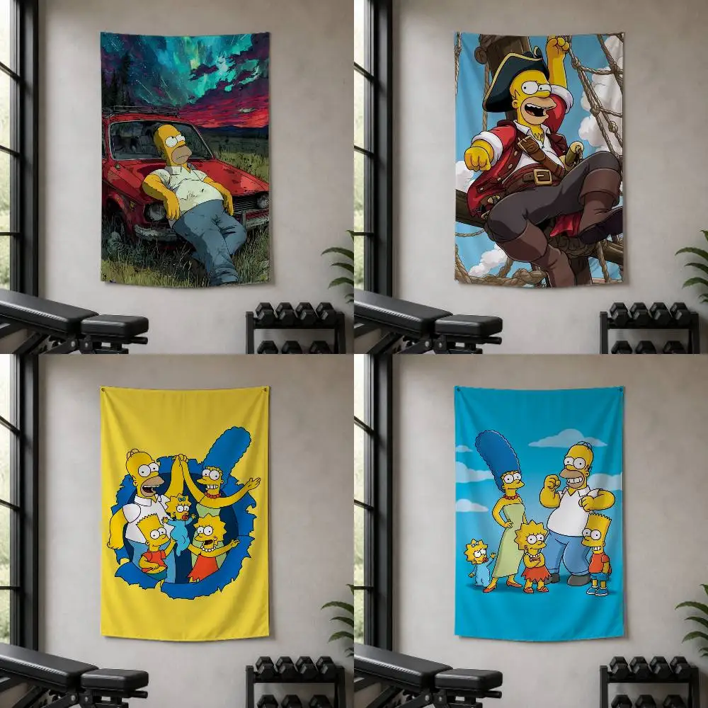 T-The Simpsons  Decorative Hanging Flag with Grommets for Garage Bedroom Dorm Wall Decor