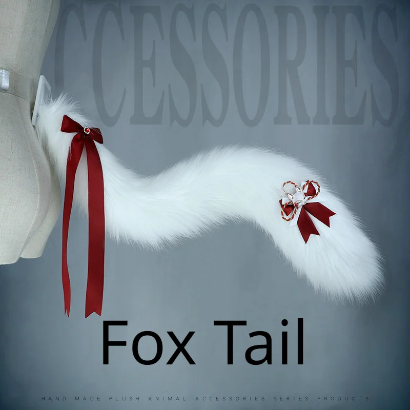 Plush Inari Fox Tail คอสเพลย์ของตกแต่งชุด Kawaii Faux Fur Fox Tail JK สาวฮาโลวีนบทบาทเล่น Lolita Cosplay อุปกรณ์เสริม