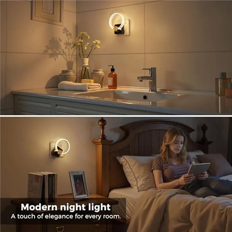 Night Light Plug In With Dust-To-Dawn Sensor,Dimmable 180° Rotatable Plug, 3000K Warm Light, US Standard US PLUG
