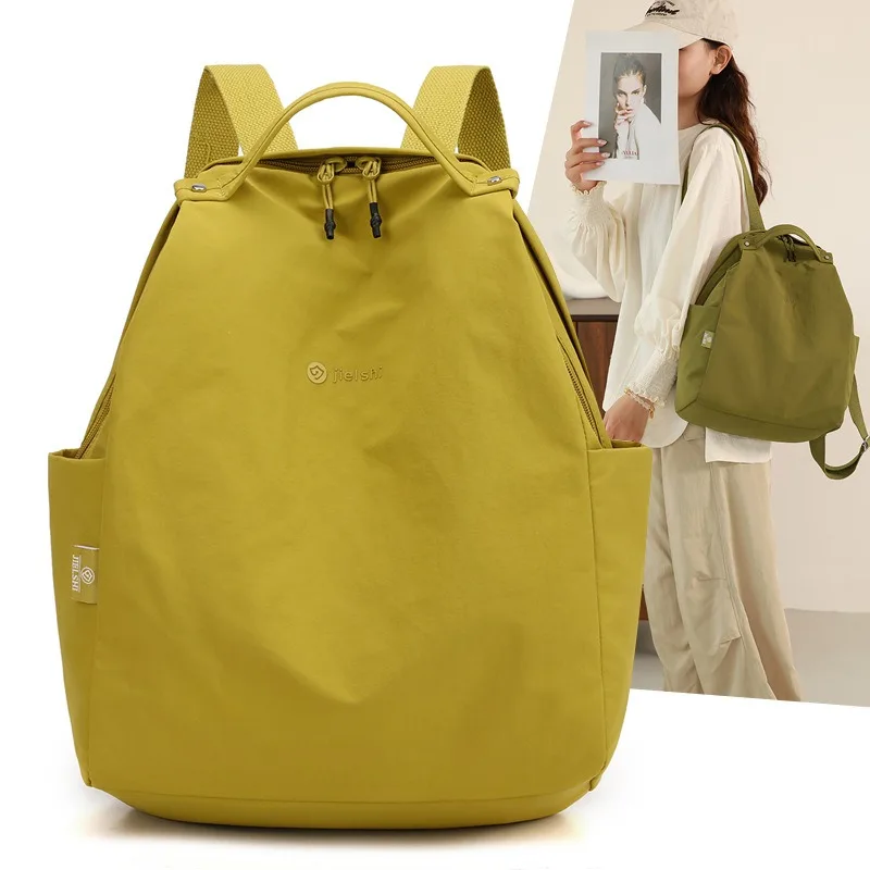 Japanese Casual Nylon Backpack Solid Minimalist Commuter Women Daypack Students School Bags Outdoor Light Hiking Travel Rucksack