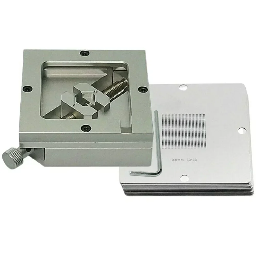 Zestaw do reballingu BGA 90mm stacja Reball oprawa Jig Heavy Duty szablon stołowy wspornik zaciskowy PCB z 10 szt. Uniwersalny szablon