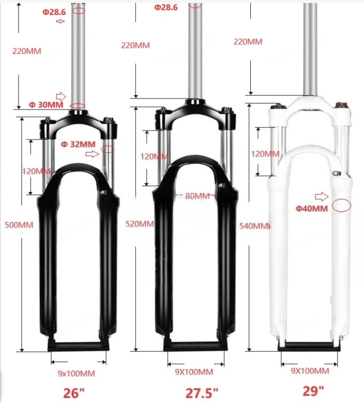 Bicycle Front Fork 26/27.5/29 Inch Oil Spring Fork 120mm Travel for Mountain Bike
