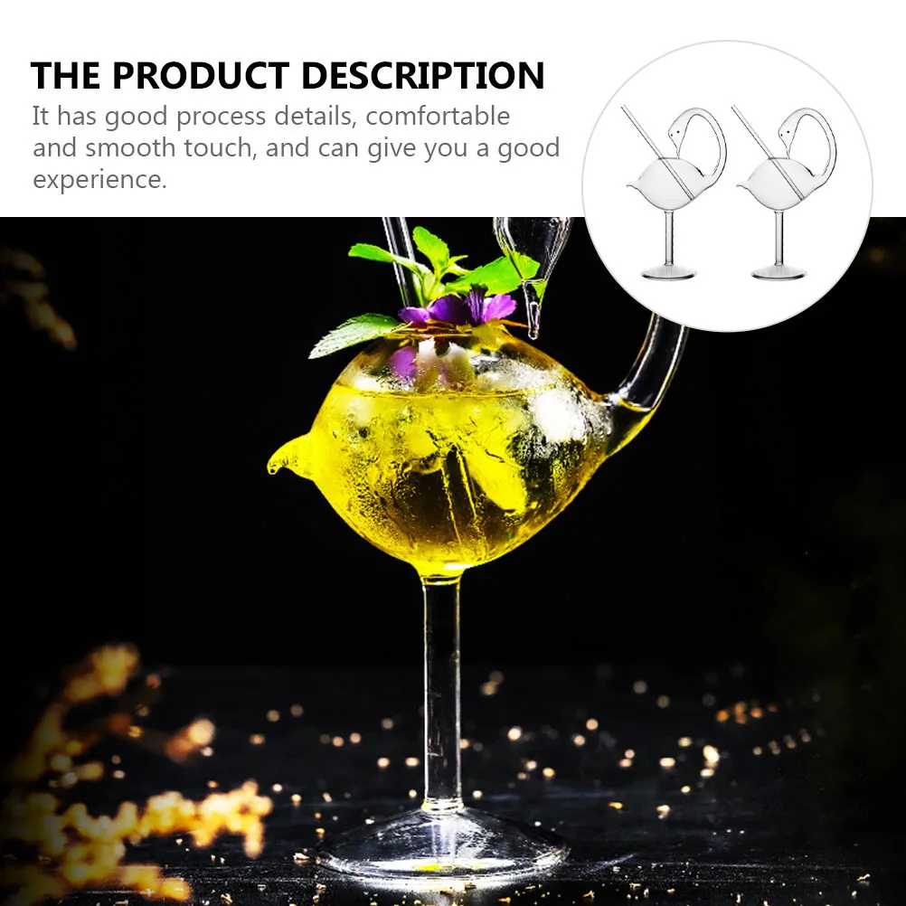 

2Pcs Swan Shaped Cocktail Glass Exquisite Workmanship Delicate Safe Thick Comfortable Grip Party Drinking Cup