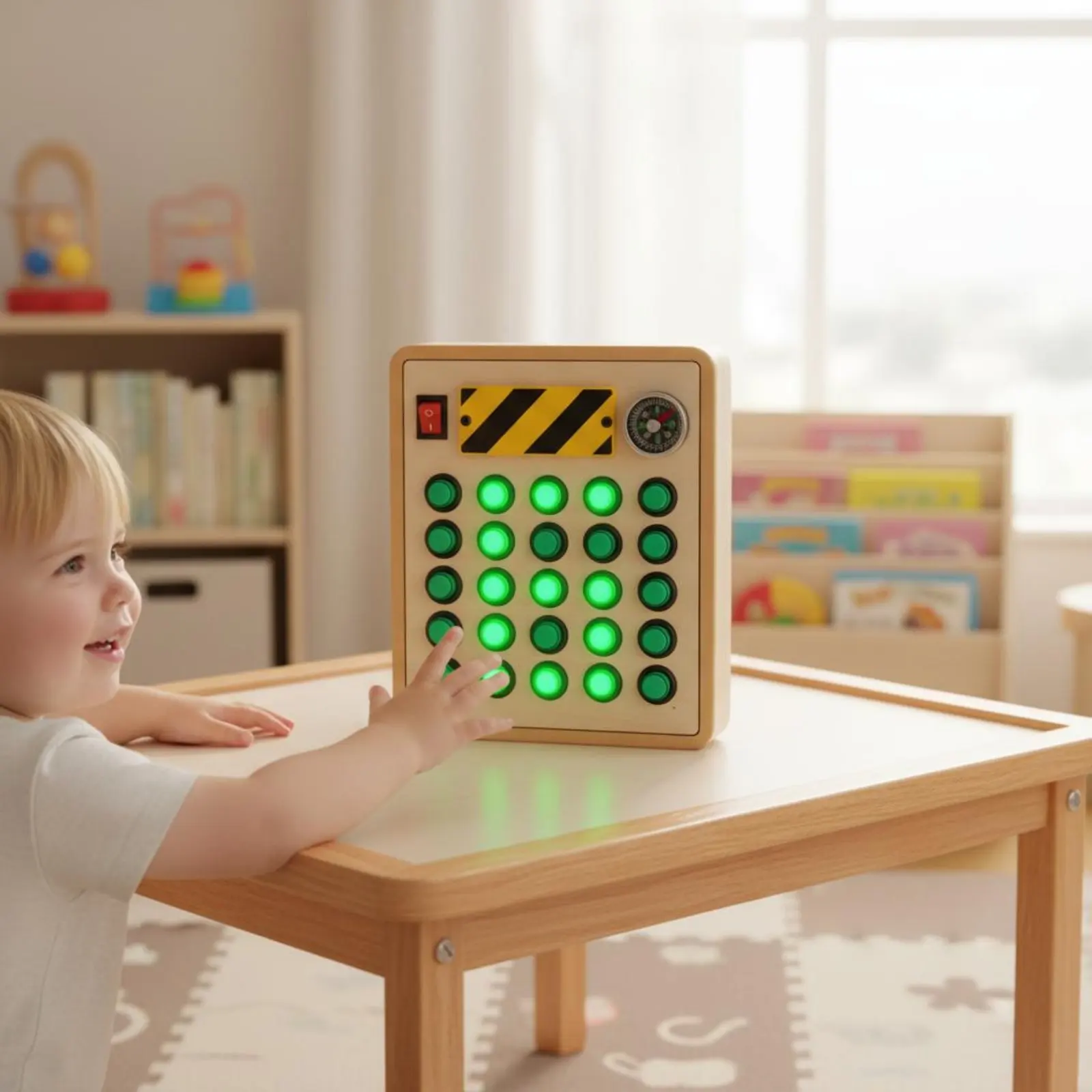 

Развивающая интерактивная доска с кнопками для раннего развития детей, деревянная доска с подсветкой для развития концентрации внимания