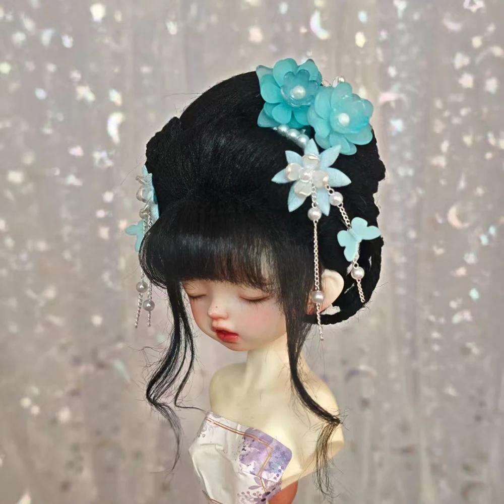 Peluca de muñeca para muñeca BJD 1/4, pelo de muñeca BJD, peluca colorida, muñeca de princesa, peluca de pelo falso adecuada para circunferencia de la cabeza de 17-18cm