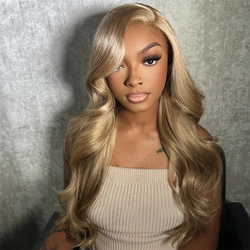 Rose Blonde Body Wave 13X6 Lace Frontale Pruik 100% Echt Menselijk Haar Melk Bruin Hd Transparant 13X4 Lace Front Pruik Voor Vrouwen