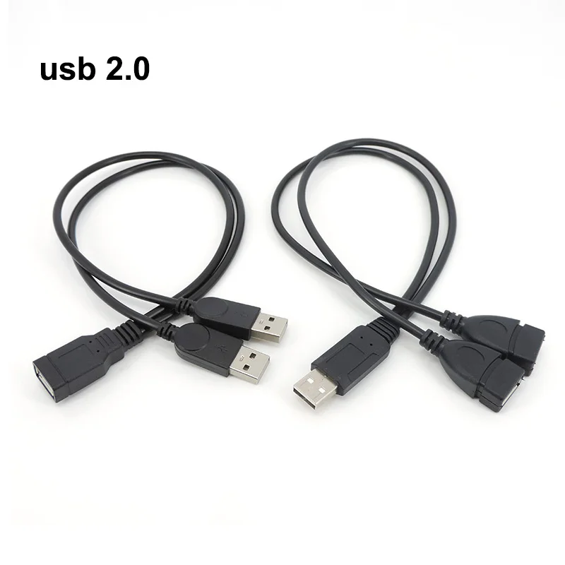 USB2.0 USD A 1 Male female Plug To 2 male Female Socket USB 2.0 Extension cord Data Cable Power supply Adapter Converter plug