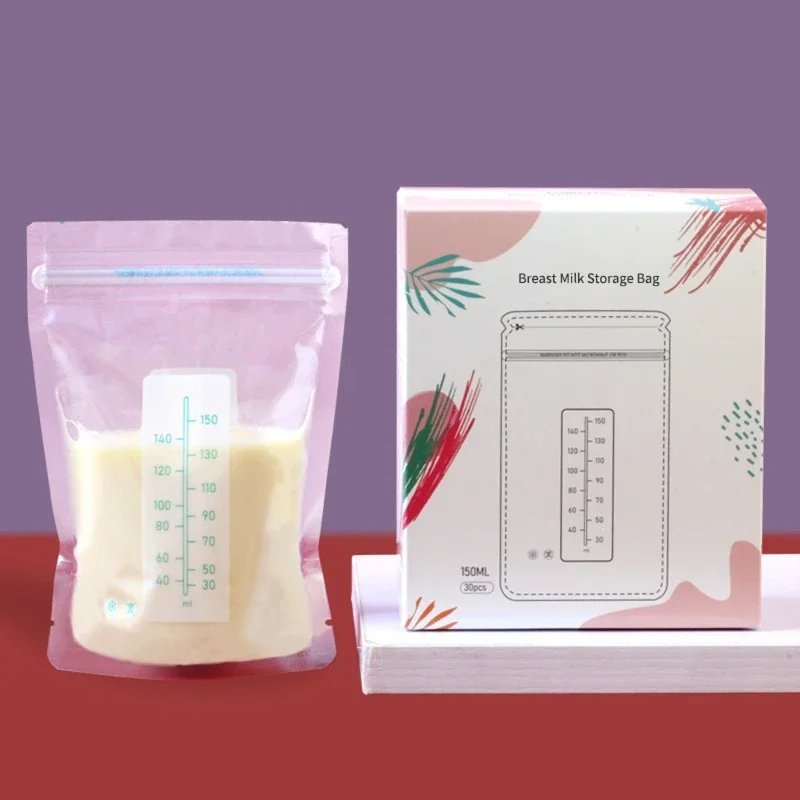 30pcs Breast Milk Bags Safety Milk Freezer Bags Infant Mother Breast Milk Containers Portable Baby Milk Feeding Bags 150/200ml