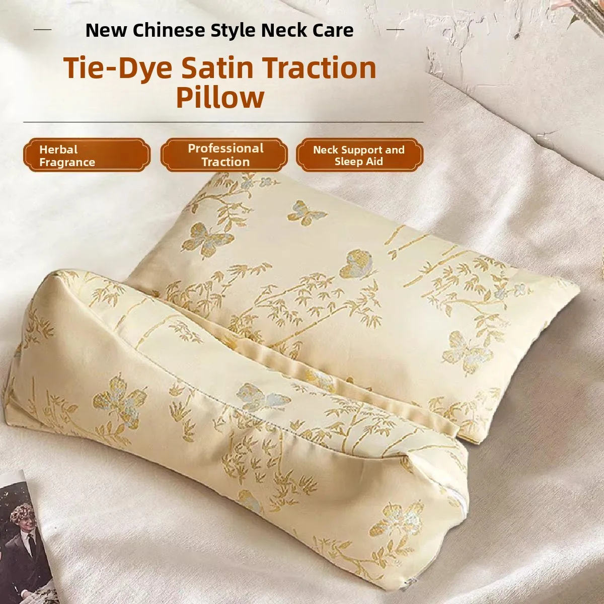 

New Chinese Style Combination Buckwheat Herbal Sleep Aid Pillow Core Neck Support Non-Sagging Heating Compression