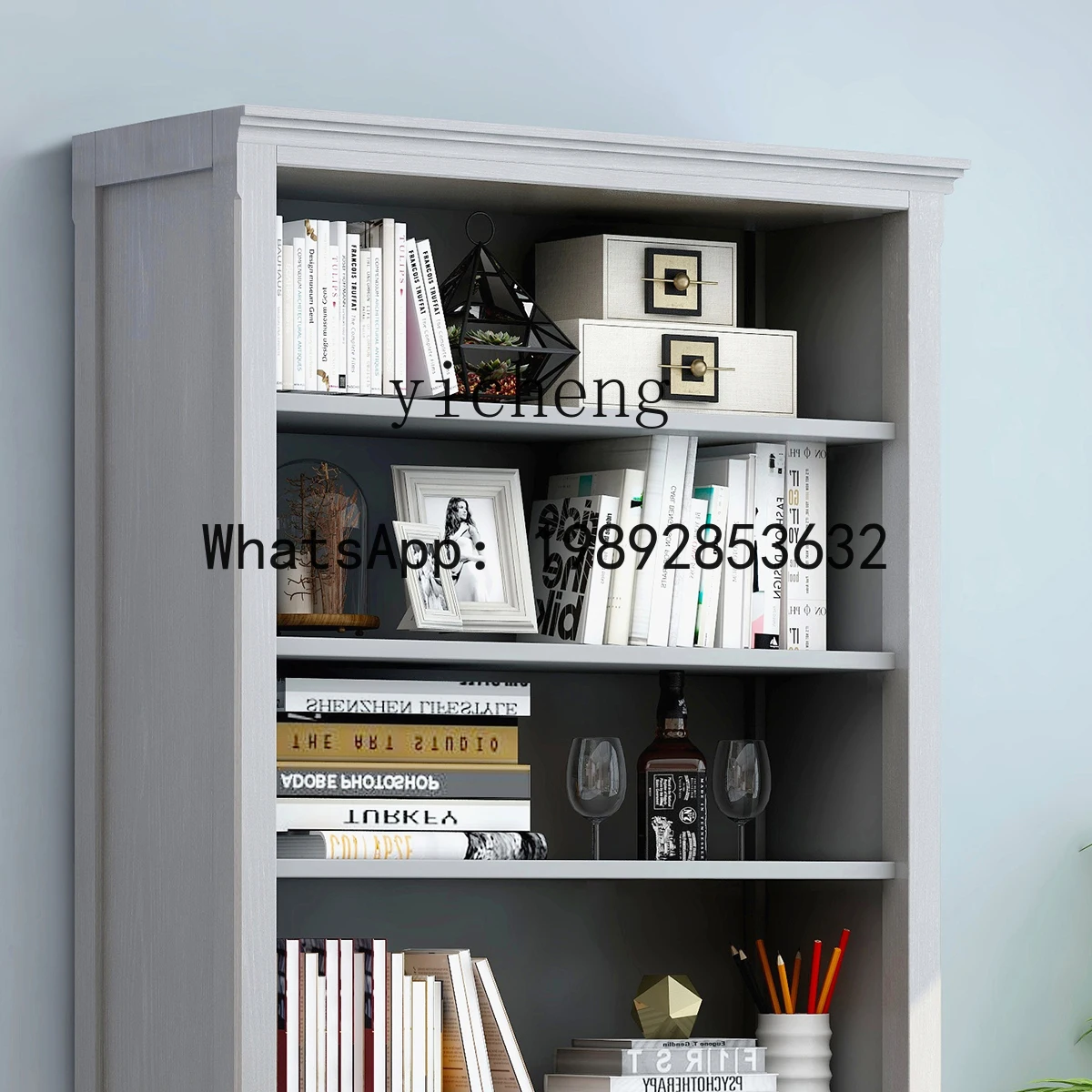 Simple Floor Bookcase Locker Solid Wood Bookcase Multi-Functional Storage American Bookcase