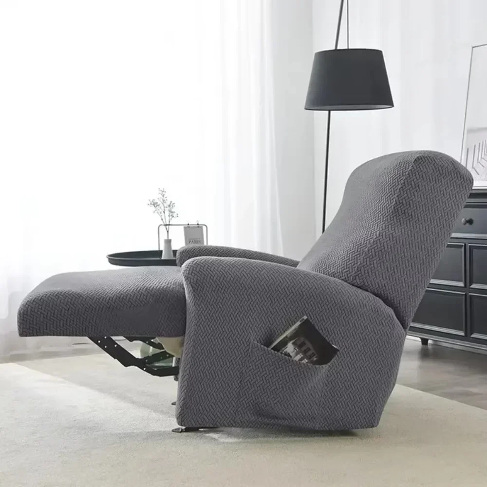 1 Seater Jacquard Stretch Recliner Sofa with Armrests Elastic Sofa Protector Relax Armchair Cover Lounge Home Pets Anti-Scratch