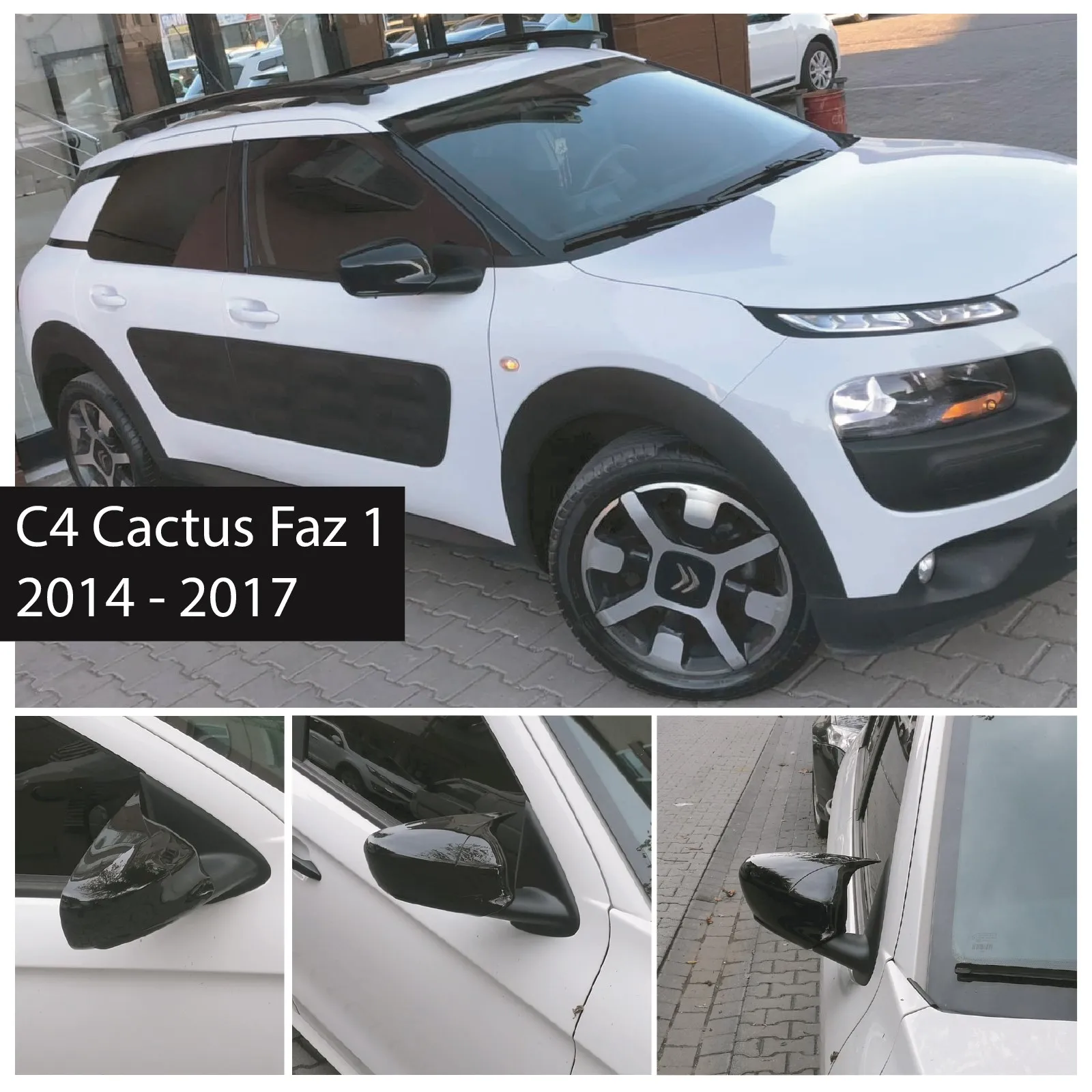 

Bat Style Mirror Cover For Citroen C4 Cactus Phase 1, 2014 2015 2016 2017 Glossy Black, Piano Black, Left & Right, High Quality