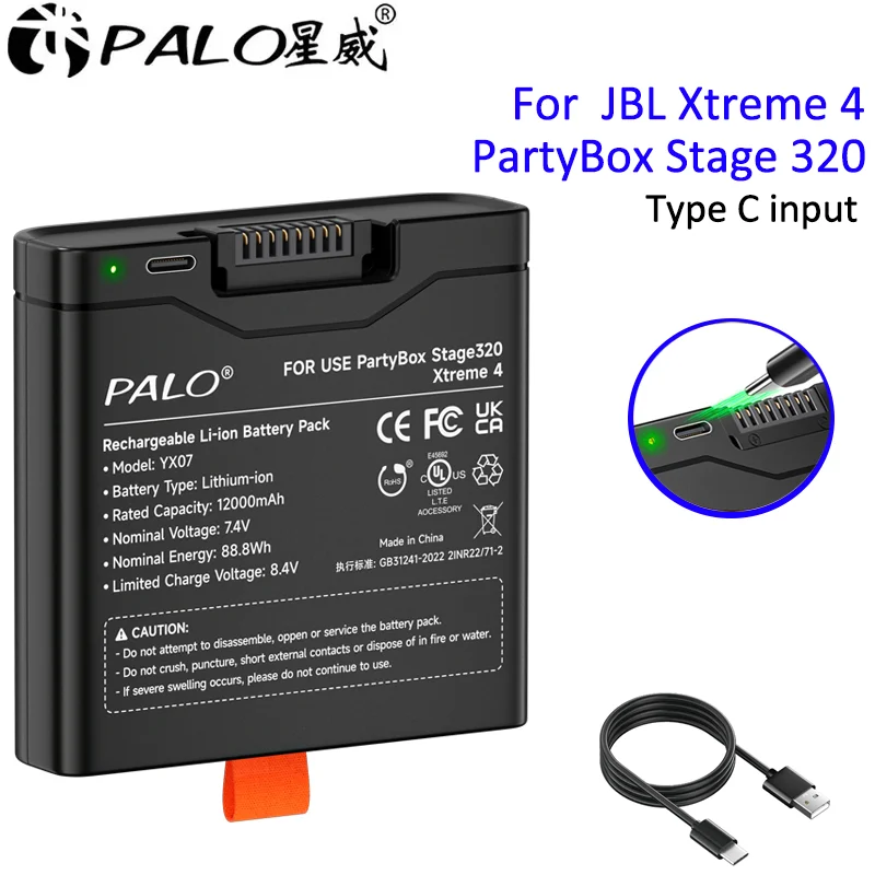 For JBL Xtreme 4 JBL Speaker Battery 12000mAh Battery With TYPE-C input For JBL Xtreme 4 JBL Party Box Stage 320 Spare Battery