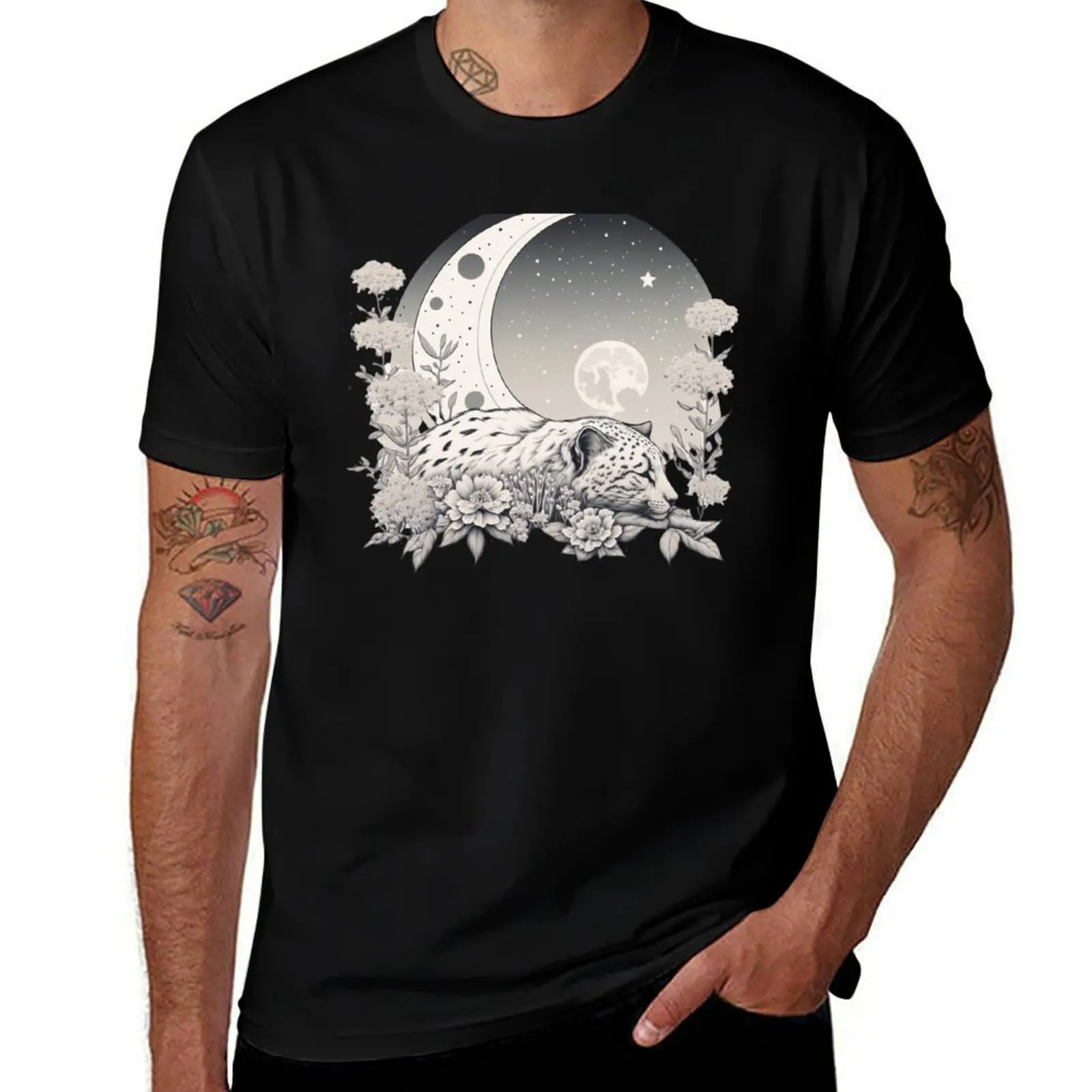 

Moonlight snow leopard T-Shirt cotton t shirt pack man t shirt cotton high quality T-Shirt