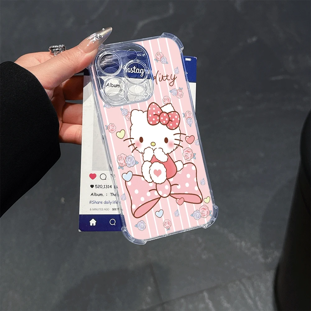 

Мягкий чехол для телефона «Hello Kitty Cat» для IPhone 15 Pro IPhone 16/15/14/13/12/11/x/xs Max, женский прозрачный чехол для телефона Sanrio с рисунком