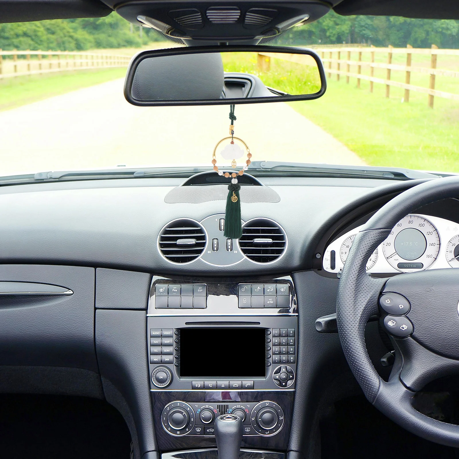 

Cloud Pattern White Glass Lotus Car Pendant For Rearview Mirror Car Interior Accessories Chinese Knot Tassel Lucky Hanging