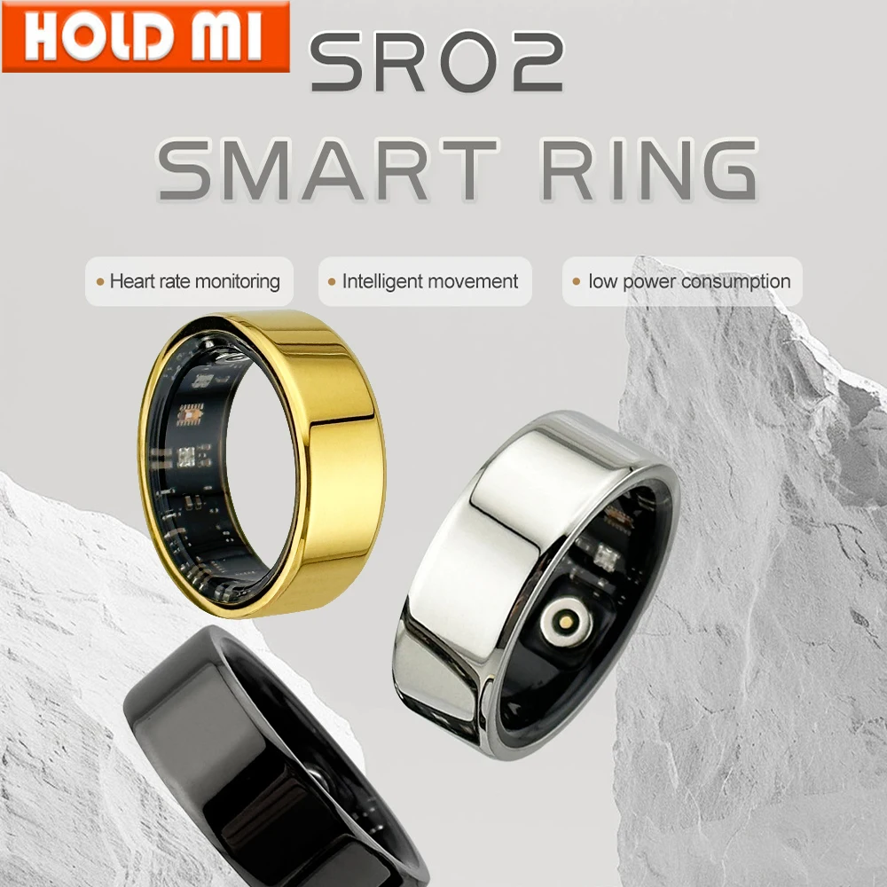 

SR02 Smart Ring Stainless Steel Health Monitoring Life Waterproof Multi-sport Modes Heart Rate Blood Oxygen Tracker Ring
