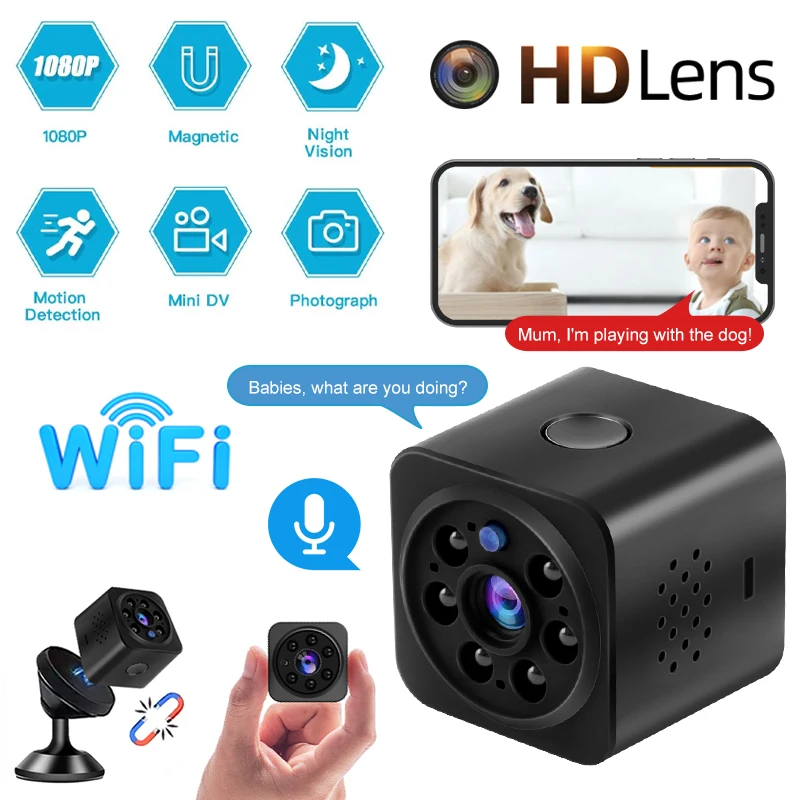 HD 1080P WiFi Wireless Mini Cameras WiFi Night Vision Camera Motion Detection Camcorder HD Video Recorder Two-Way Audio Camera