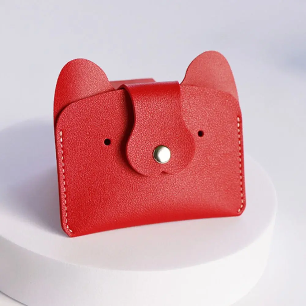 Nuovo cartone animato a forma di cane titolare della carta di colore puro in pelle PU Mini portafoglio portachiavi per le donne ragazze borsa della