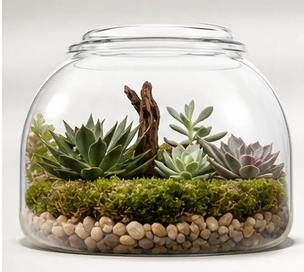 Glass Terrarium Jar Lid Transparent Micro Landscape Ecological Bottle Succulent Moss Hydroponic Plant Tabletop Planter