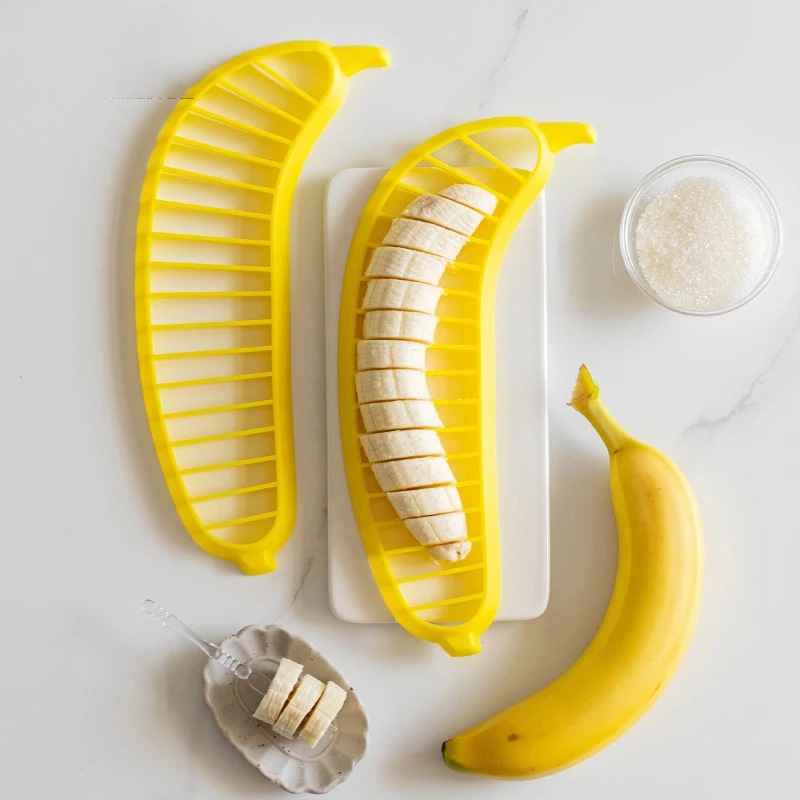 PP plastic banana slicer fruit salad slicer banana sliced fruit platter splitter diced kitchen gadgets