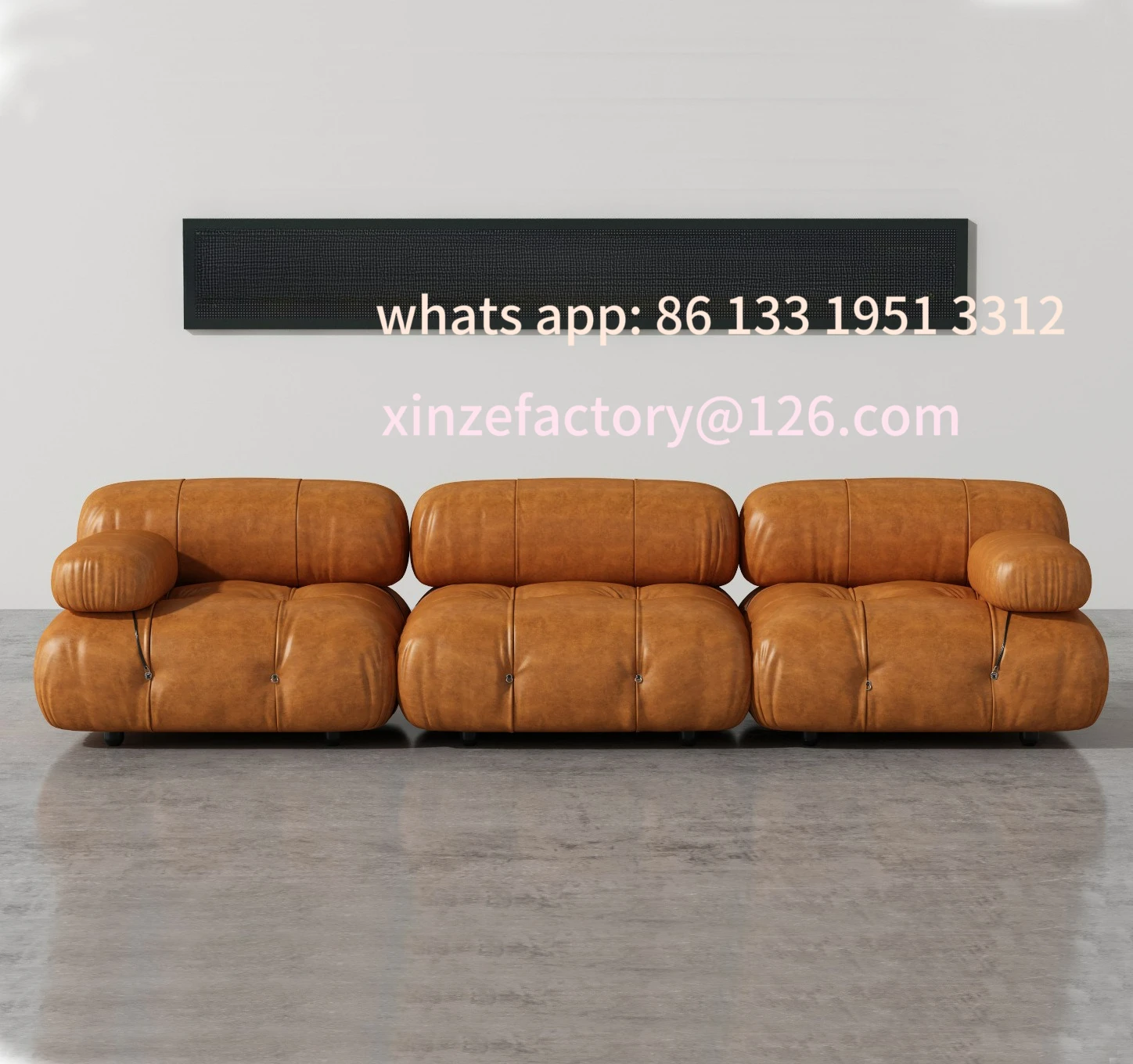 

Customizable Modular Top Leather Triple Sofa