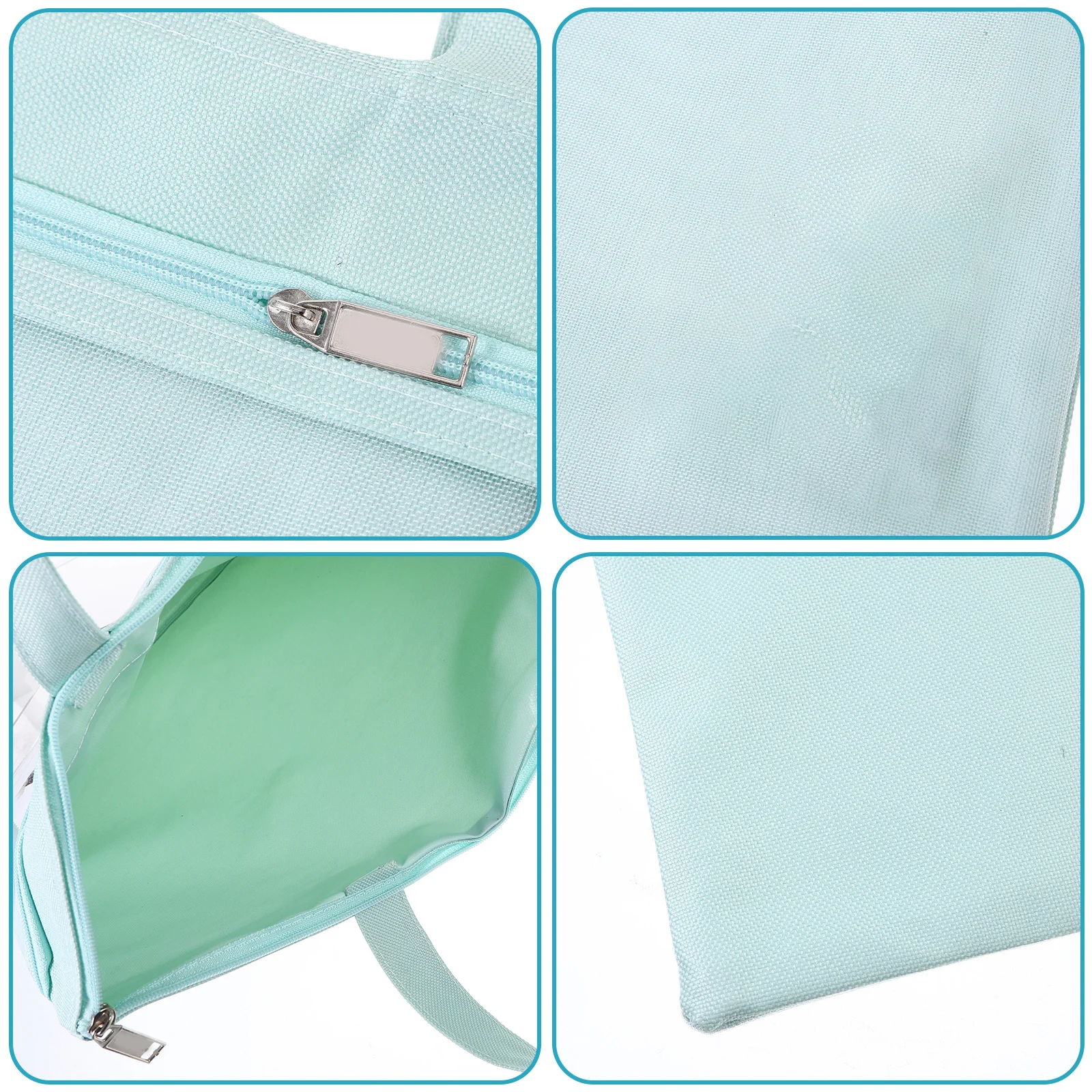Handheld Document Bag Nylon Zipper Storage Pouch Portable Office File Organizer Pouch for Test Paper Receipts Business Cards