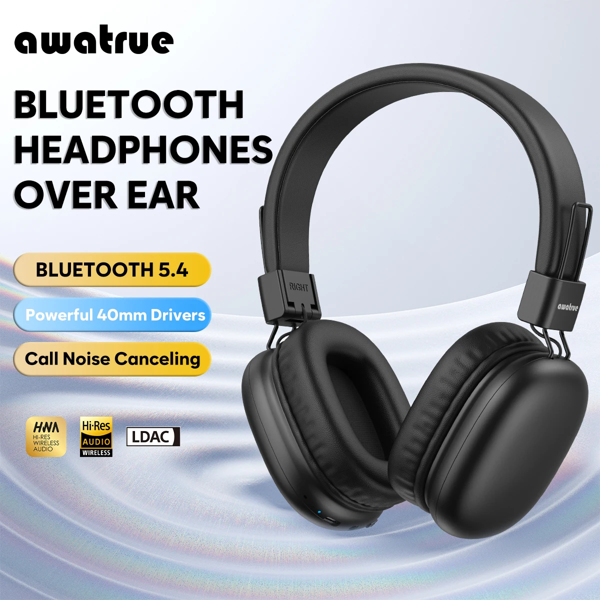 Awatrue Kinder-Bluetooth 5.4-Kopfhörer, kabellose Over-Ear-Headsets mit Mikrofon, sicheres Volumen, 85 dBA, USB-C-Aufladung, faltbar, bequem