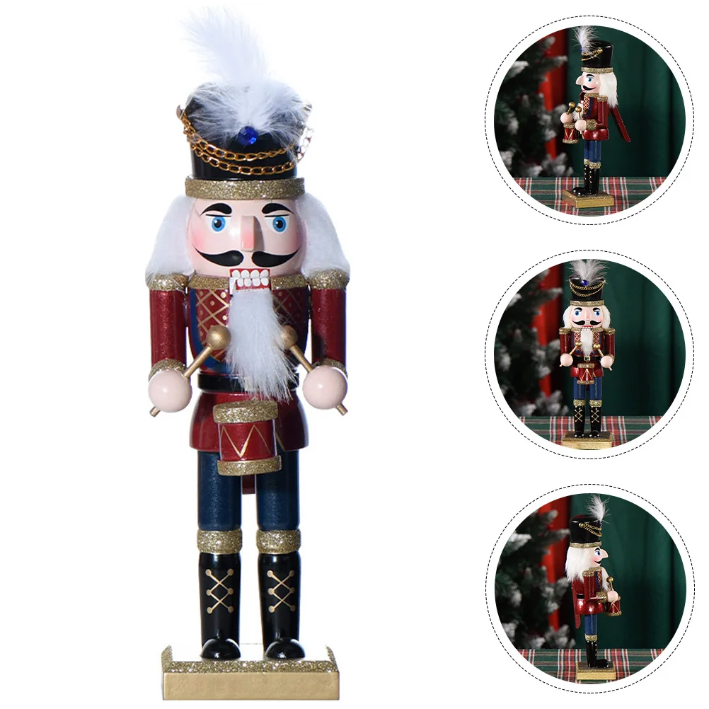 

Wooden Decoration Christmas Xmas Tabletop Ornament Sturdy Craft Home Office Bedroom Car Decor Desktop Nutcracker Figures